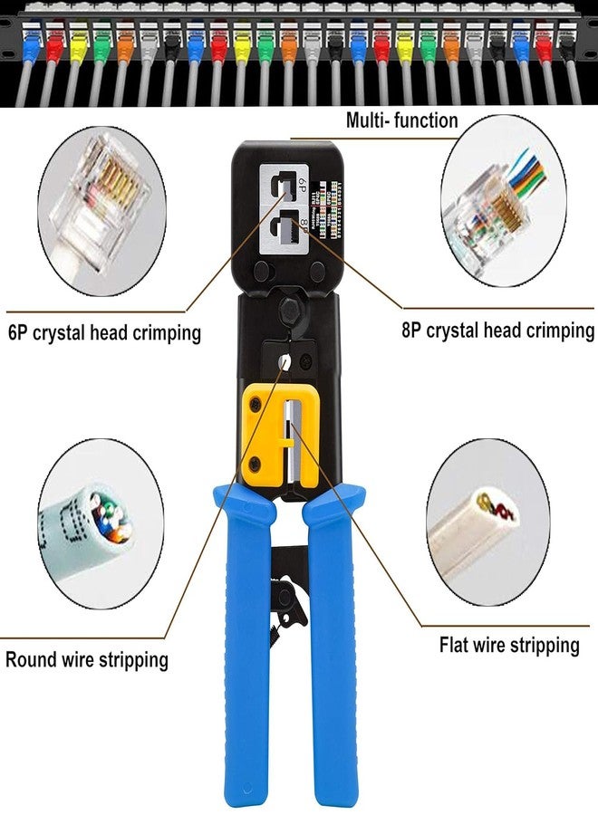 FEDUS Passthrough Crimping tool, Crimp, Cut, Strip Tool Pass-Through Ethernet Crimper, Professional RJ45 Crimp Tool for 8P/RJ45 and 6P/RJ12 4P/RJ11, Cat6a Cat6 Cat5e Pass Through & Regular Connectors - Image 3
